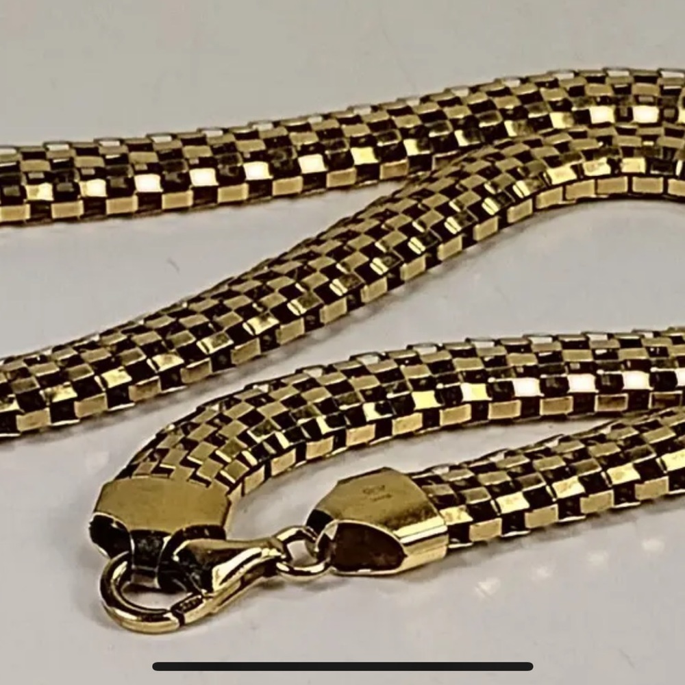 Vintage LIRM Italy Gold Vermeil Sterling Silver Puffy Venetian Chain Necklace.